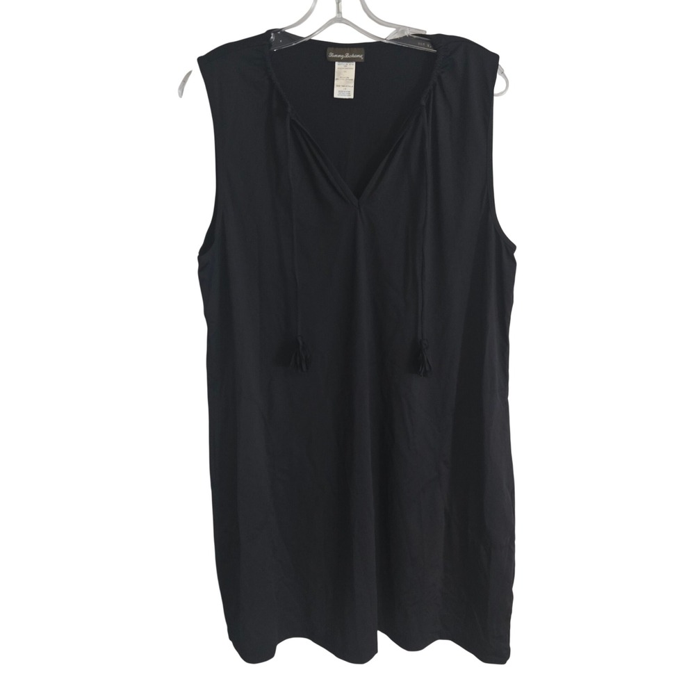 Tommy Bahama Swim Cover Up Dress Women Large‎ Black Tassel V-Neck Resort Beach
